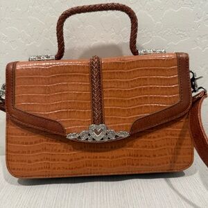 Noatd Vintage Brown Crocodile-Embossed Crossbody
